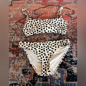 Aerie Cream and Black Spotted Bikini Size Medium
